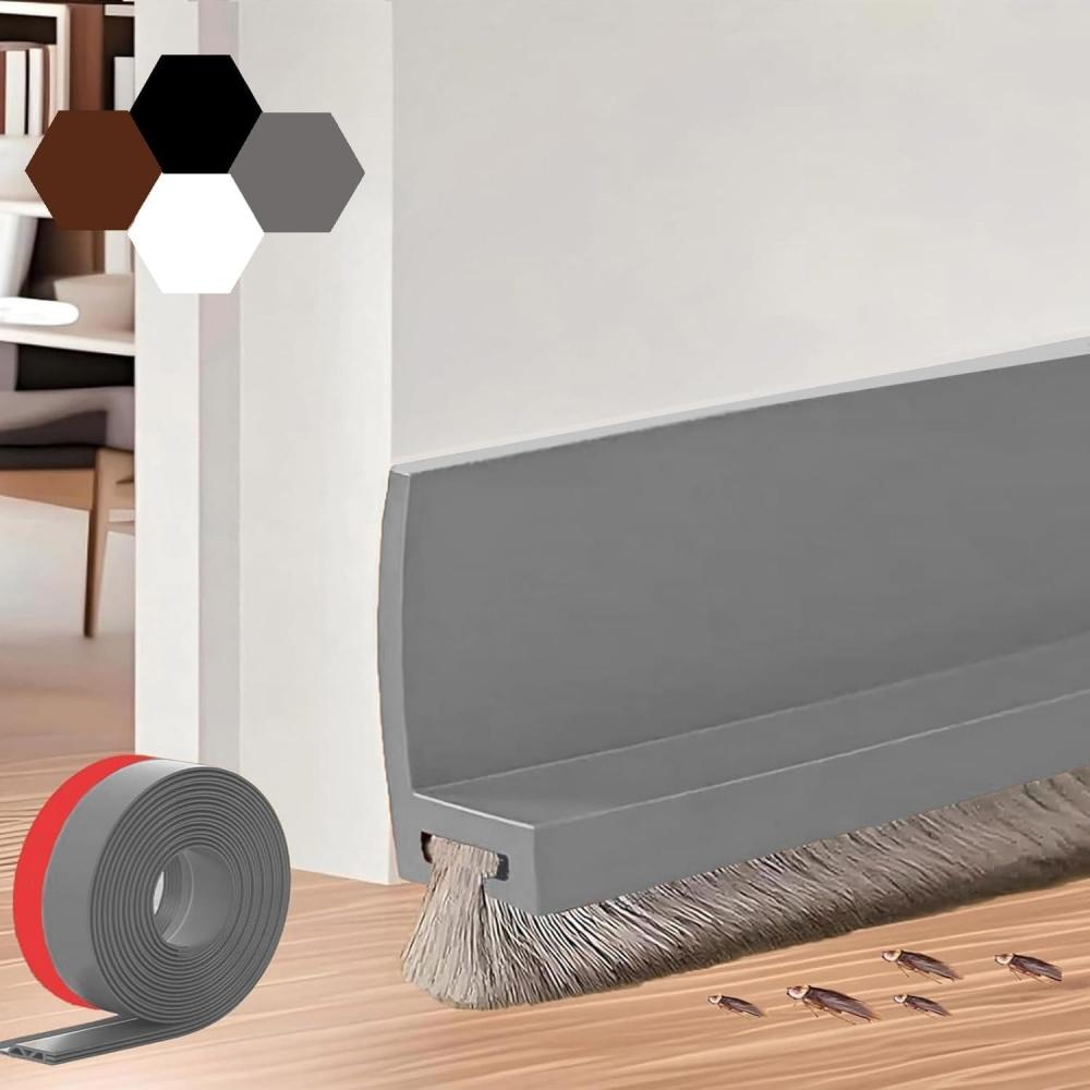 1Roll Door Seal Draft Stops with Brush Reduce Noise Door Sweep Breeze Blocker Insect Proof Dust Proof Sound Proof Seal Strips