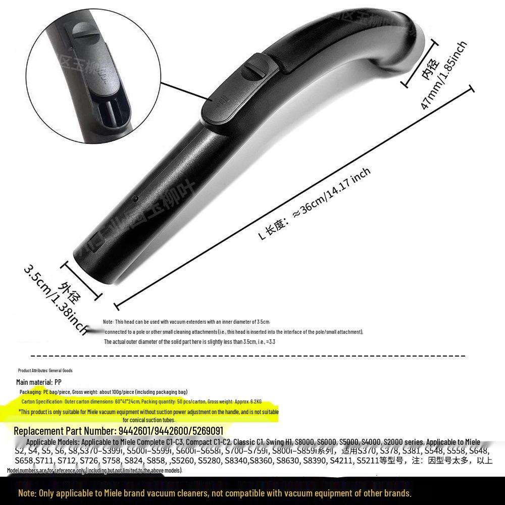 Compatible Miele Vacuum Cleaner Floor Brush Nozzle for S1/S2/S4/S5/S6/S8 Models