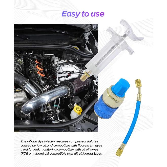 AC Compressor Kit,Car Accessories Oil and Dye Injectors Kit,AC Oil Injector,Automotive Air Conditioning Line Repair Tools,Suitable for Air