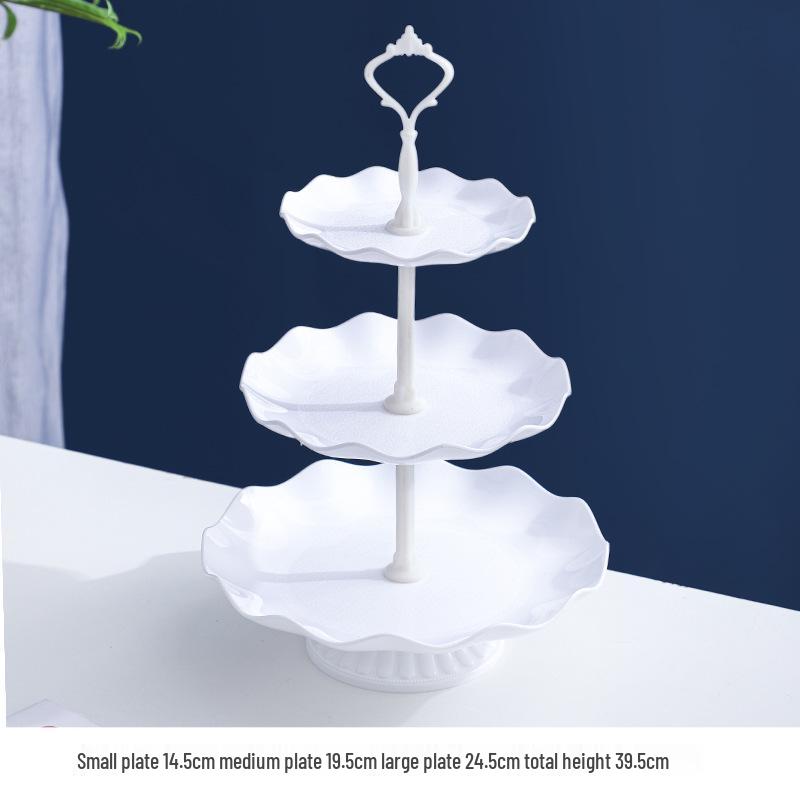 Luxusní vícepatrový stojan na ovoce a občerstvení: Třípatrový držák na dezerty a cukroví do obývacího pokoje