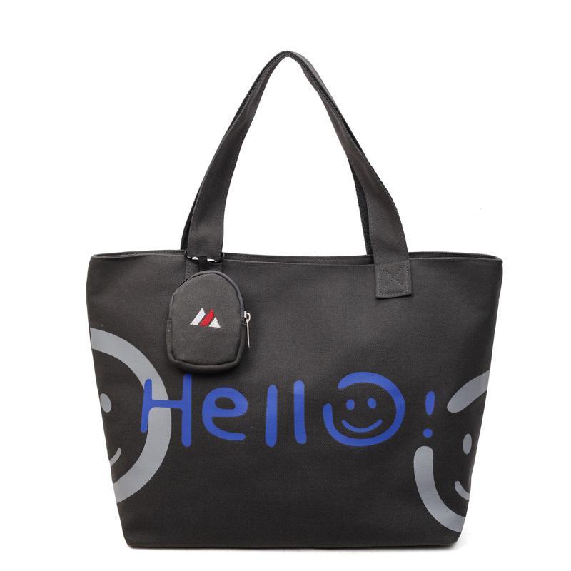 Large Capacity Casual Trendy Fashion Smiley Face Class Commute Portable Shopping Bag Canvas Bag Women'S Shoulder Bag Tote Bag
