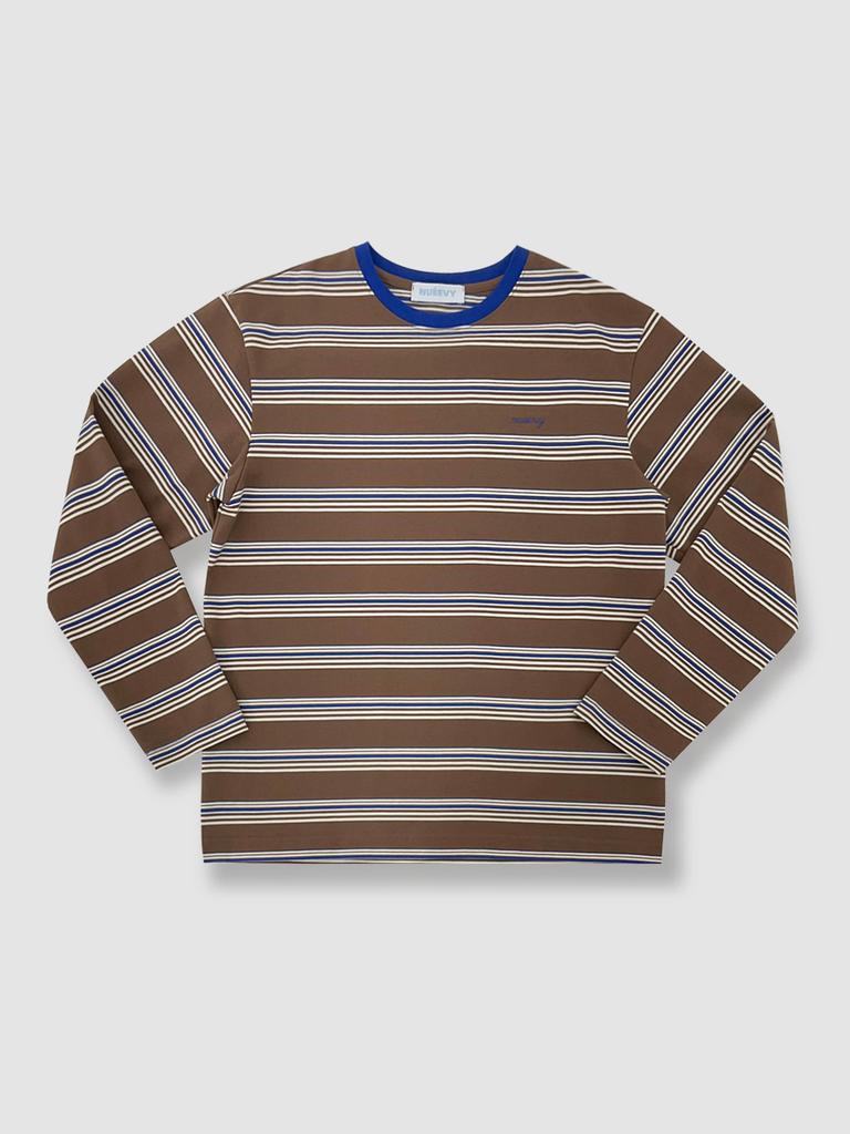Nuibi Loose Striped Long T-Shirt_Brown/Blue St