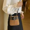 Patchwork Drawstring Small Square Bag For Women  New Casual Versatile One Shoulder Bags Retro Commuter Mini Crossbody Purses