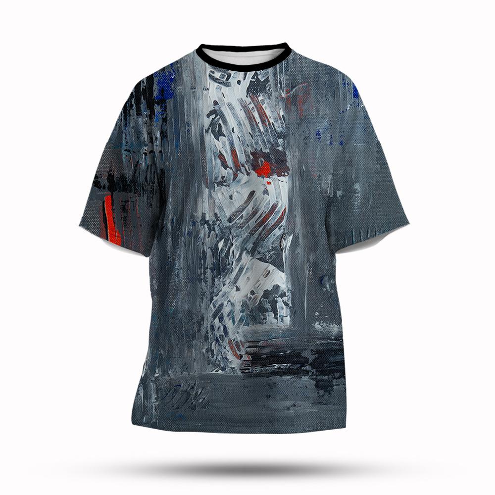 Graffitifärg 3D-printad T-shirt Sommar Herrmode Stänkbläck Ny Kortärmad T-shirt Topp Cool Streetwear Baggy T-shirts
