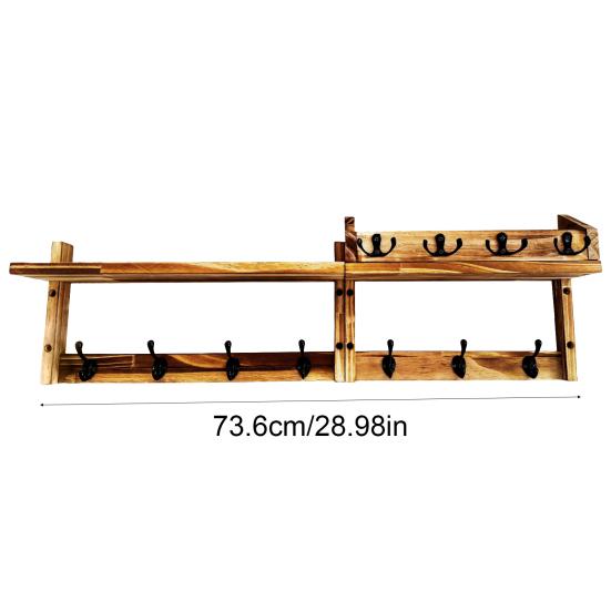Wandmontierte Garderobe mit Ablage 4-in-1 Eingangsbereich-Organizer mit Haken Posthalter Rustikaler Schlüsselhalter Schweberegal für Wand Wohnzimmer Schlafzimmer Büro