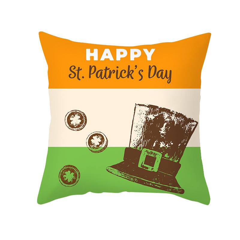St. Patrick's Day Pillow Cover Nordic Green Four-leaf Clover Sofa Cushion Cover Peach Skin Pillow Cover