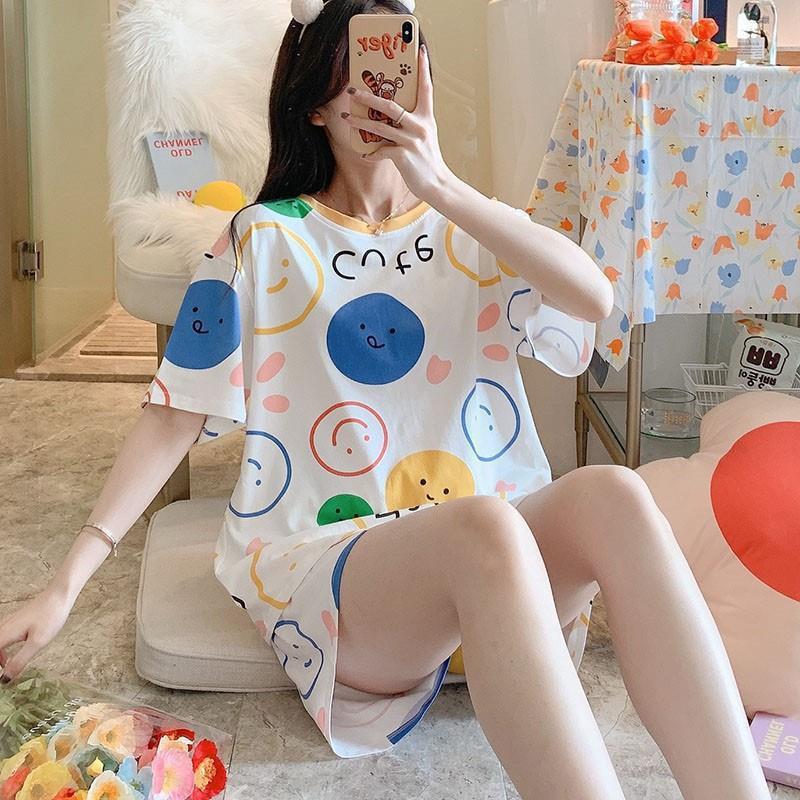 GMXIA Cute Panda Pajamas for Women In Summer, Short Sleeves and Shorts, Large-sized and Thin Summer Casual Home Wear Set