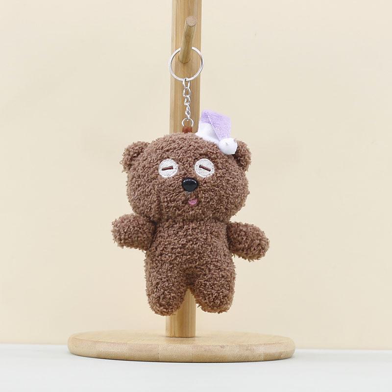 

Hat Christmas Teddy Bear Cartoon Plush Toys Childrens Doll Bag Keychain Hanging фиолетовый