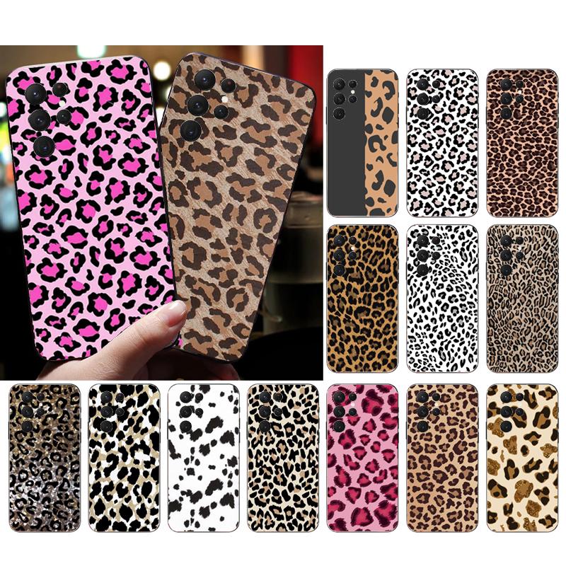 Phone Case for Samsung S26 S25 S24 S23 S22 Ultra S23 S22 S25 Plus S24 FE S26Edge Pink Leopard Print Case