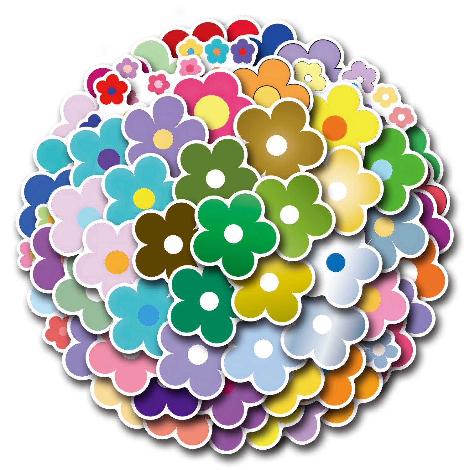 60 Cartoon Mini Flower Stickers - DIY Journal & Kids Reward Decor