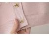 Fashionable Girls' Korean Style Knitted Cardigan Sweater - Autumn/Winter Lotus Root Color