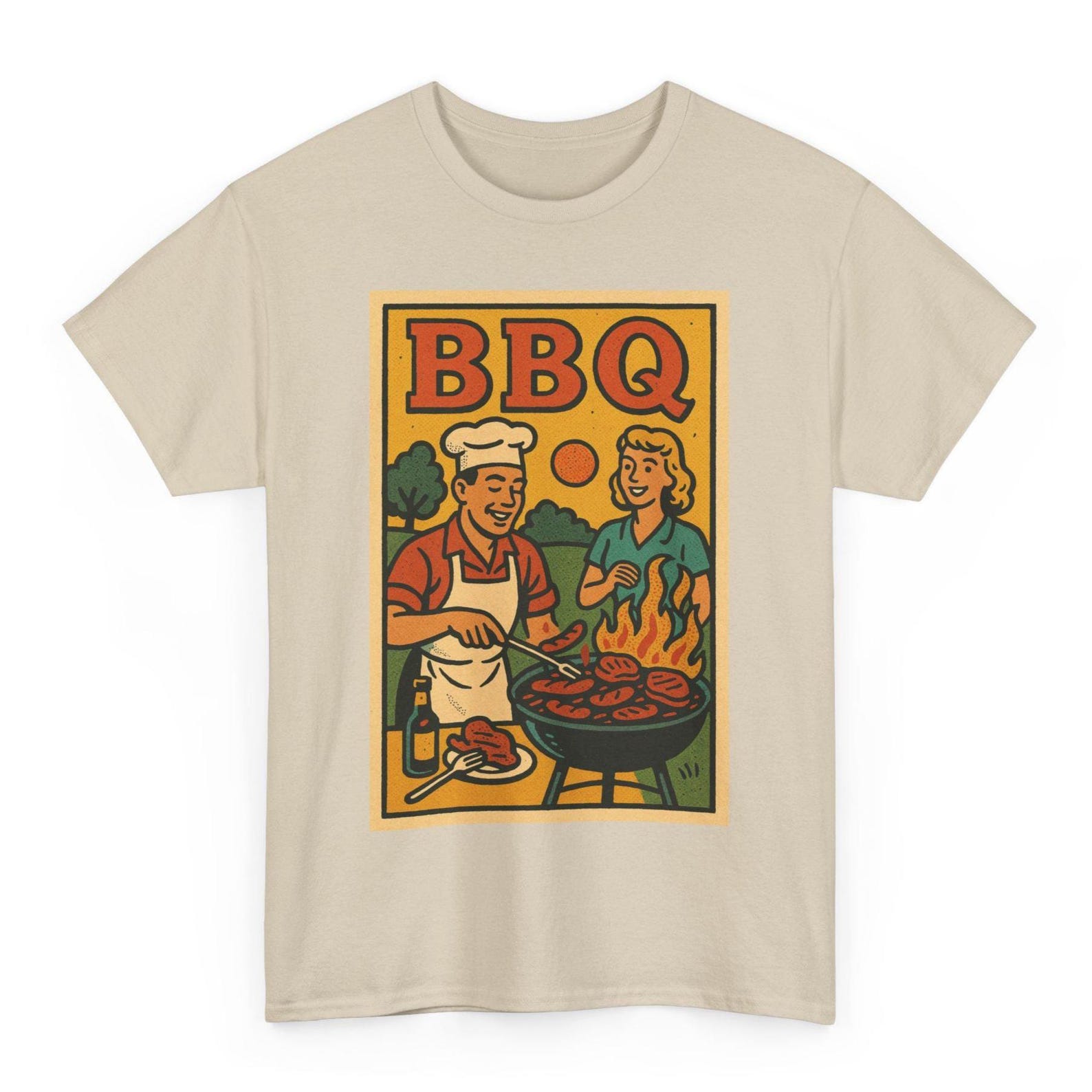 Retro BBQ T-Shirt: Comic Grill Master Tee for Meat Lovers 2XL