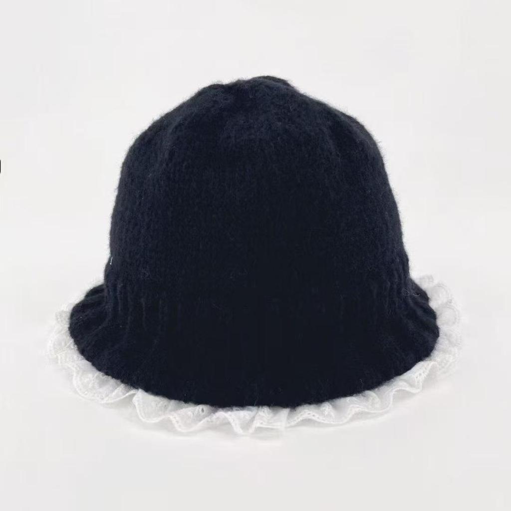 Lace Ruffle Edge Knitted Fisherman Hat: Women's Sweet & Warm Autumn/Winter Accessory 2025