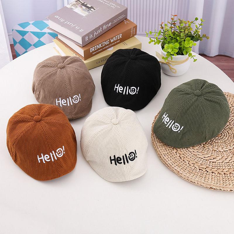 Kids Corduroy Beret Hat Autumn Winter Baby Boy Newsboy Cap Girl Stylish Forward Hat Warm Children Headwear