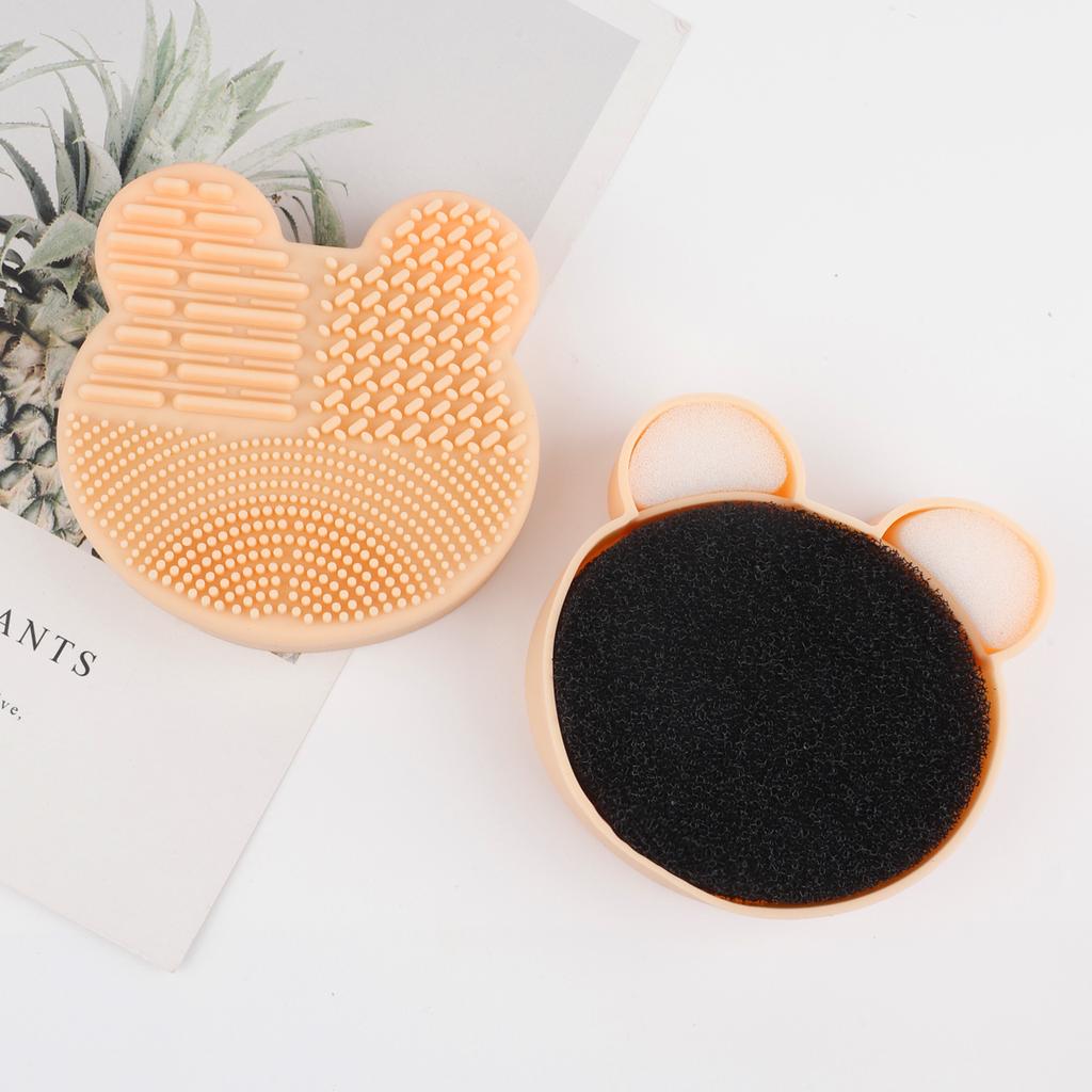 1pc Silicone Makeup Brush Cleansing Mat Wet Dry Double Use Brush Cleaner Bear Shaped Comestic Brush Washing Tool