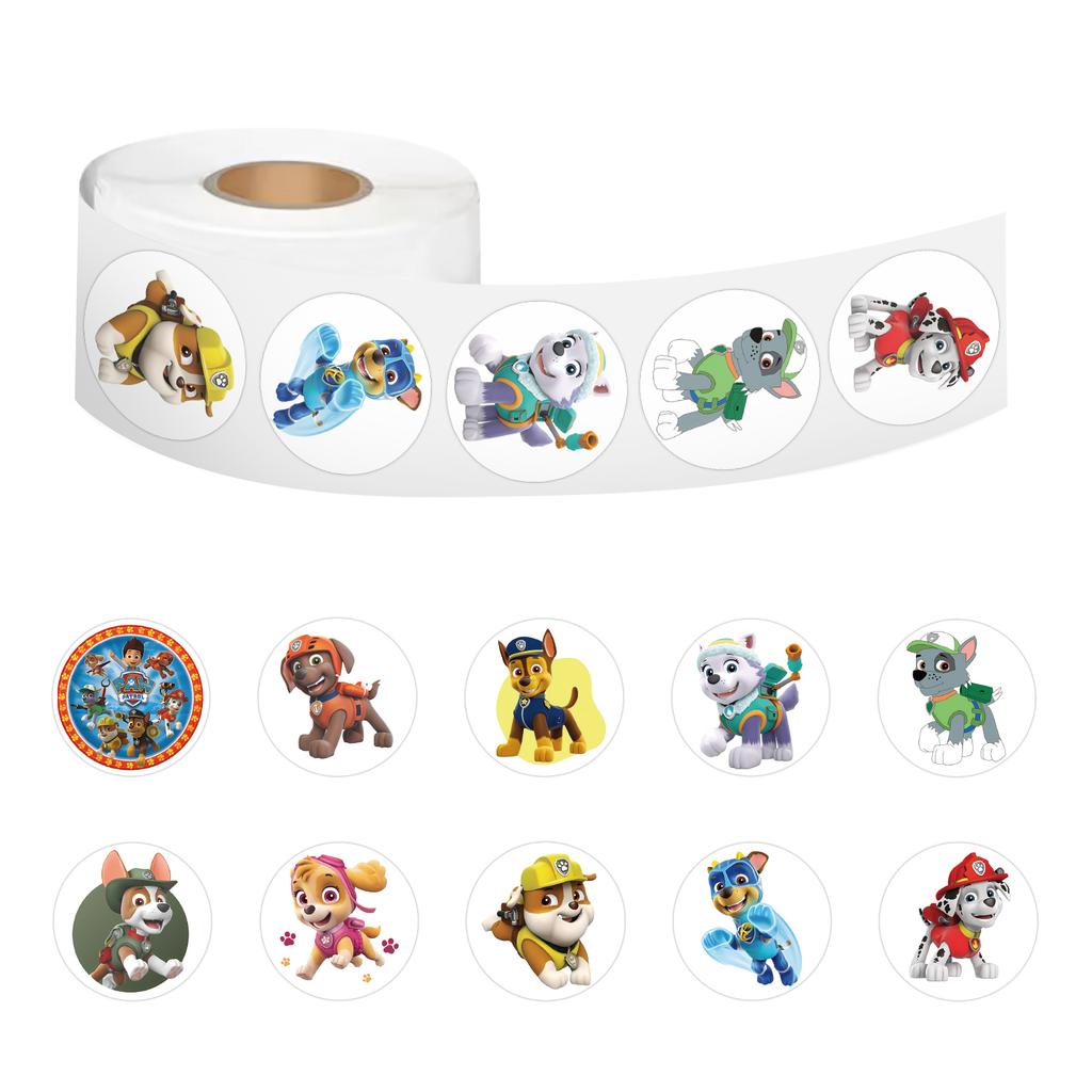 500pcs/Roll PAW Patrol Cartoon Sealing Sticker DIY PVC Laptop Decals Decoration Stiker Reward Gift Toys