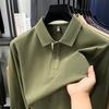 100% Cotton Luxury Polo Shirt Long Sleeve Men'S Classic Simple Solid Color Business Casual Spring Autumn Comfort Premium T-Shirt