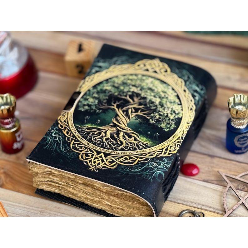 Leather Journal Tree of Life - Genuine Leather Notebooks For Women - Beautiful Journal For Sketches Book Traveling Book Blank Spell Book