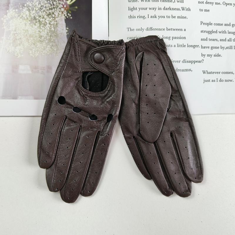 Women's Sheepskin Driver Gloves Thin Breathable Unlined Colored Leather Gloves Summer