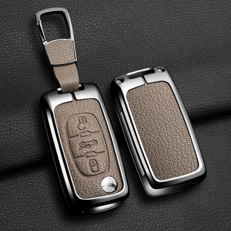 Zinc Alloy Leather Car Flip Key Case Cover Protector Shell Fob Key For Citroen C1 C2 C3 C4 C5 Xsara Pica Auto Accessories
