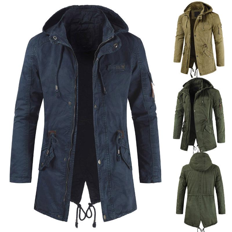 Herren Herbst Washed Jacke Jugend Kapuzen Freizeitjacke