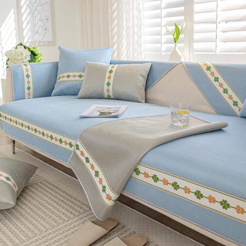 Ice Silk Sofa Cushion Non -Slip Summer Cushion Simple Summer Mat Cool Pad High -End Leather Sofa Cover Towel Seat Cushion