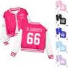 Giacca Baseball Stampata Moda Bambini Casual Vestibilità Larga Chiusura con Bottoni Stile College Capospalla per Bambini Ragazzi e Ragazze