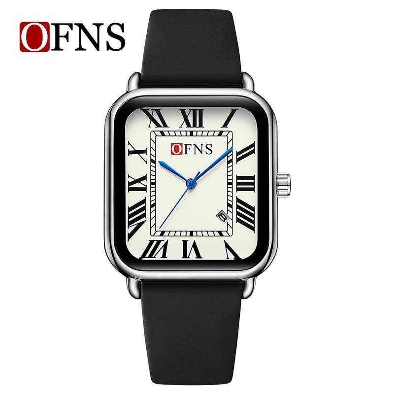 OFNS Unisex Retro Quartz Watch: Large Square Dial, Fashionable, Waterproof, with Calendar Function