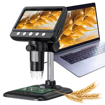 Microscópio eletrônico HD de 4,3 polegadas com 8 LEDs 1000X Lupa digital portátil 1080P para reparo de placa de circuito e soldagem