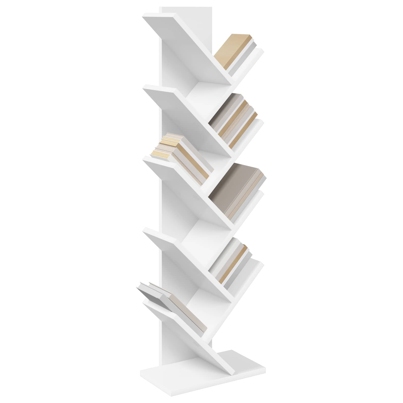 Baum Bücherregal 6 Etagen 30 x 18 x 100 cm Holzwerkstoff Weiß