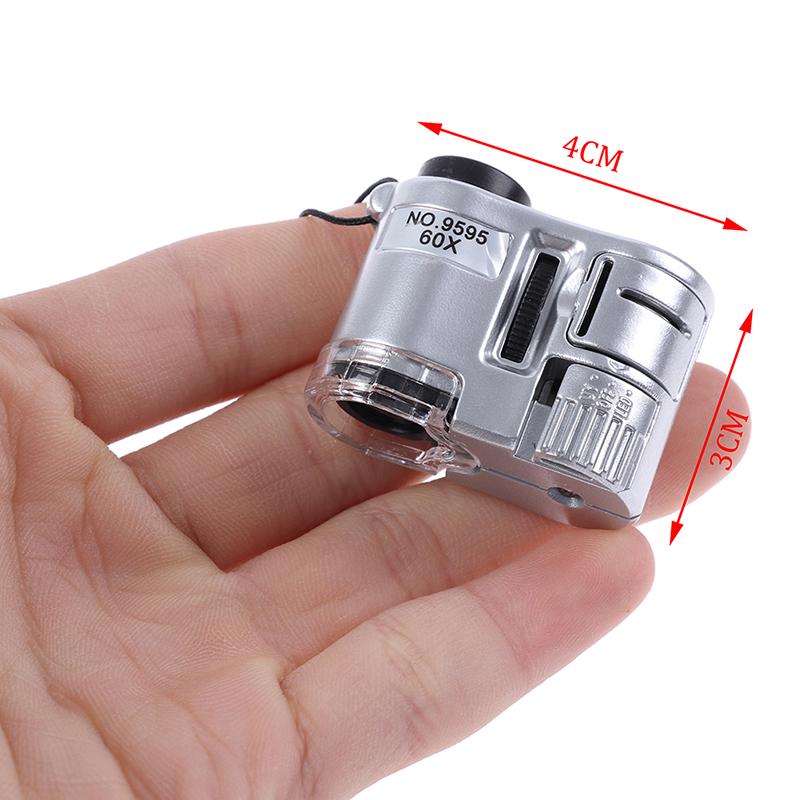 60X Mini Magnifier Microscope With Led Light Jewelry Jeweler Currency Dectector