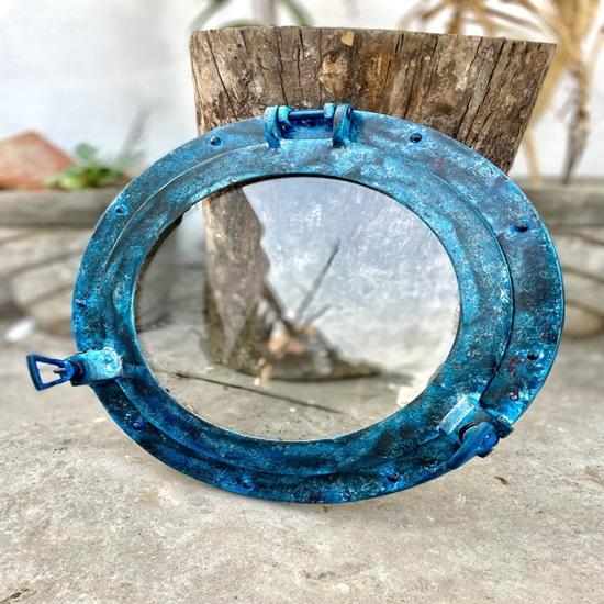 30.48 Cm Rustic Brass Ship Porthole Window Nautical Coastal Decor Patina Finish