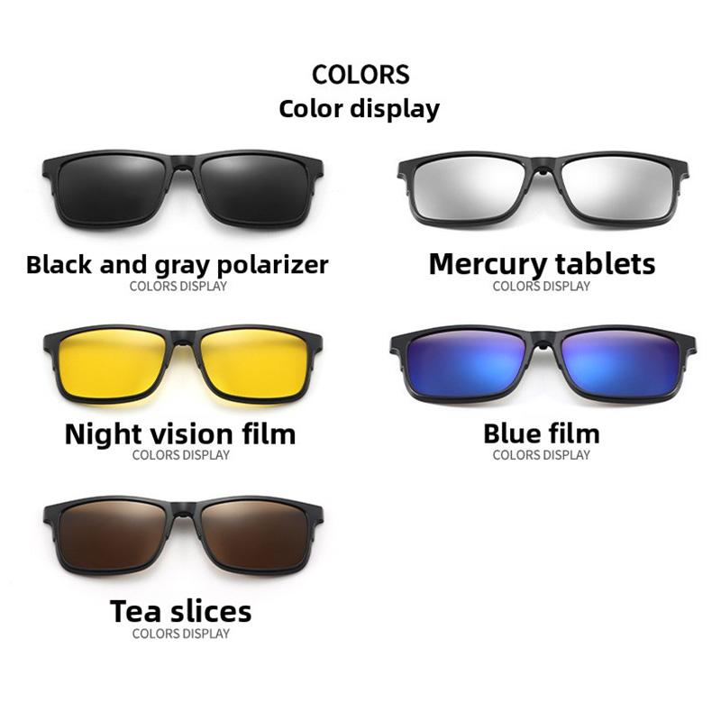 2 In 1 Optical Lens Sunglasses Lens Magnetic Clip Set Colorful Sunglasses Myopic Eyeglasses Metal Half-Frame Design