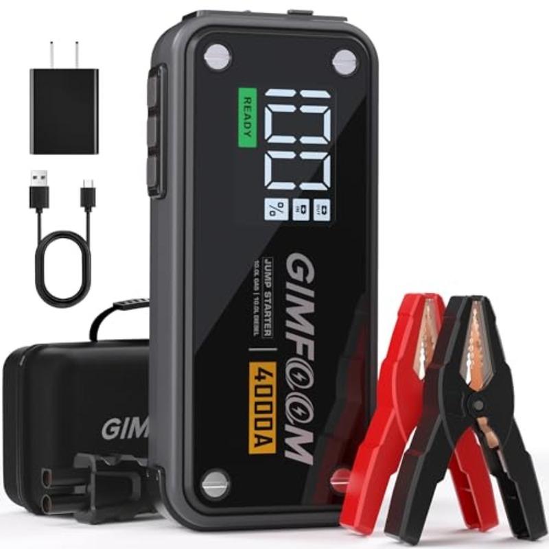 Jump Starter 4000A Jump Starter Battery Pack with Wall Charger 10L Gas and 10L Diesel Engines 12V Car Battery Jump Starter with