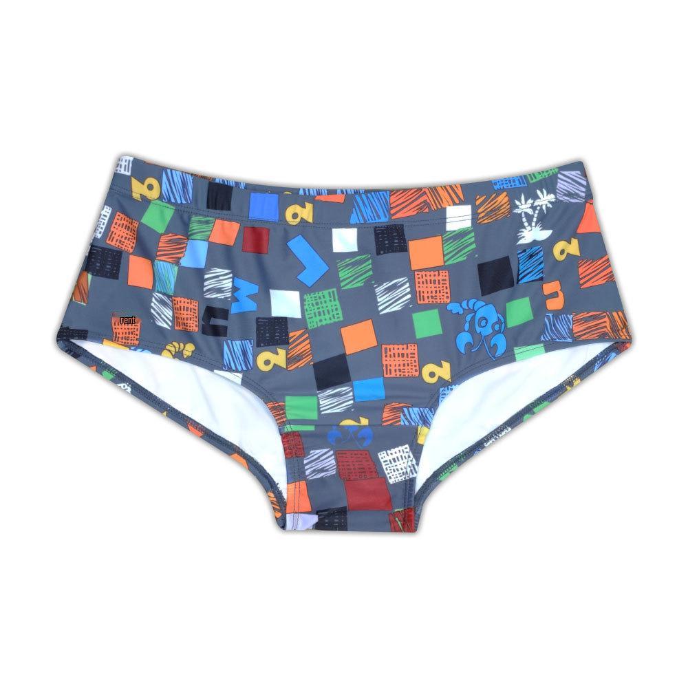 UXH Herren Europäische & Amerikanische Handbemalte Graffiti Low-Rise Badehose: Sexy Lässige Strandshorts