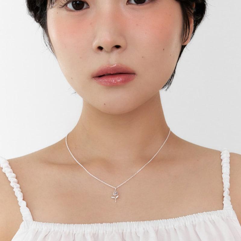 Geegee [silver925] Mini Rose Necklace (2color)