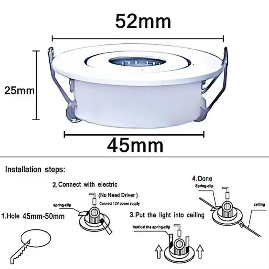 10 PCS Mini COB LED Downlight Ceiling Light 12V Adjustable Drive Free Down Lights Showcase Cabinet Recessed Lighting White Body