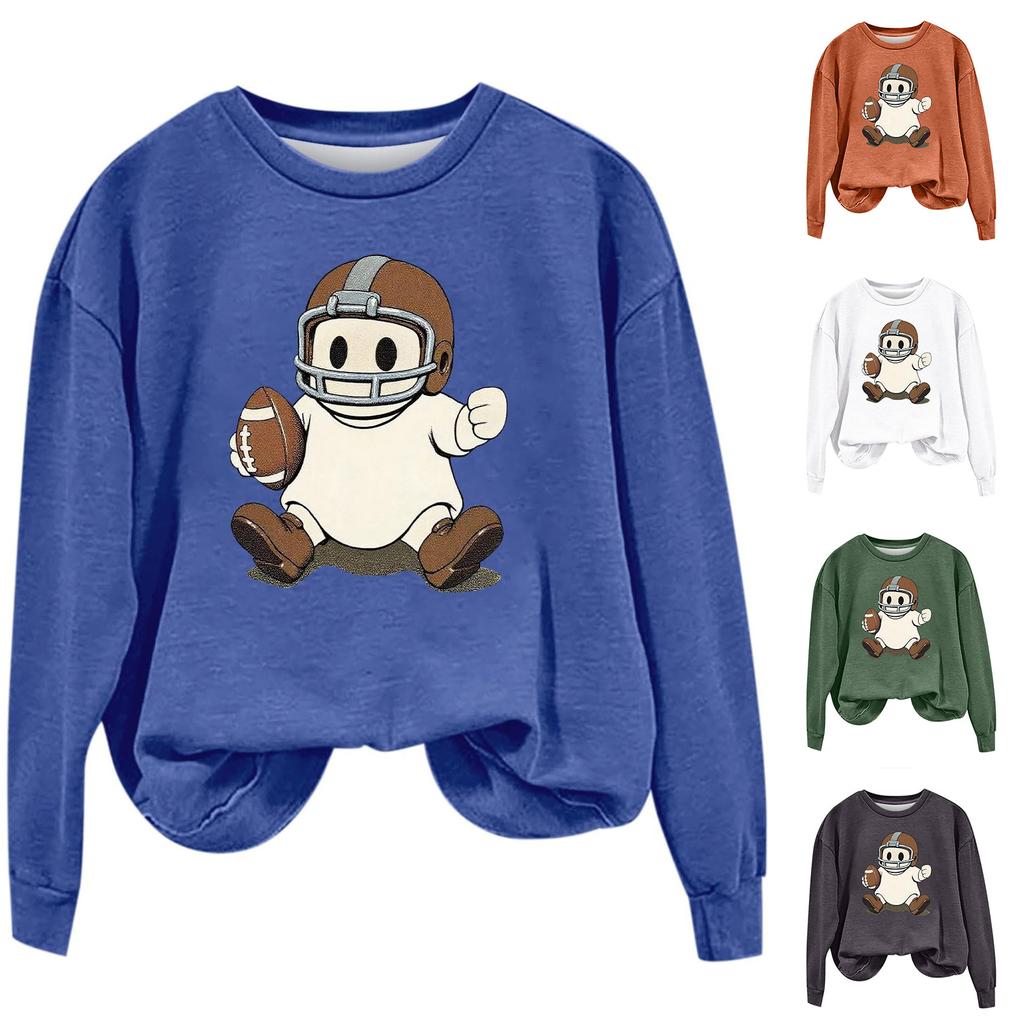 Women's Fashion Long Sleeve Halloween Print Round Neck Sweatshirt Top