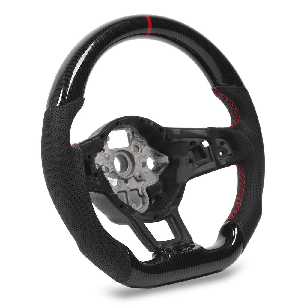 Hydro‑Dip Carbon Look Steering Wheel Perforated Leather Flat Bottom for GLI R GTD MQB