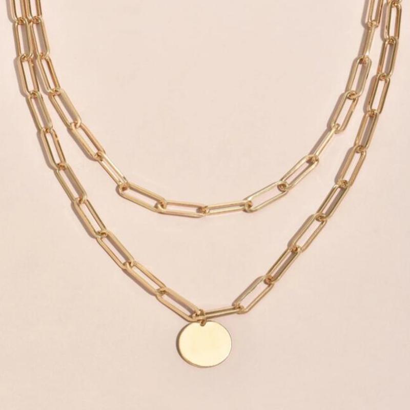 Vintage Round Charm Layered Necklace Women'S Jewelry Layered Accessories For Girls Clothing Aesthetic Gifts Fashion Pendant