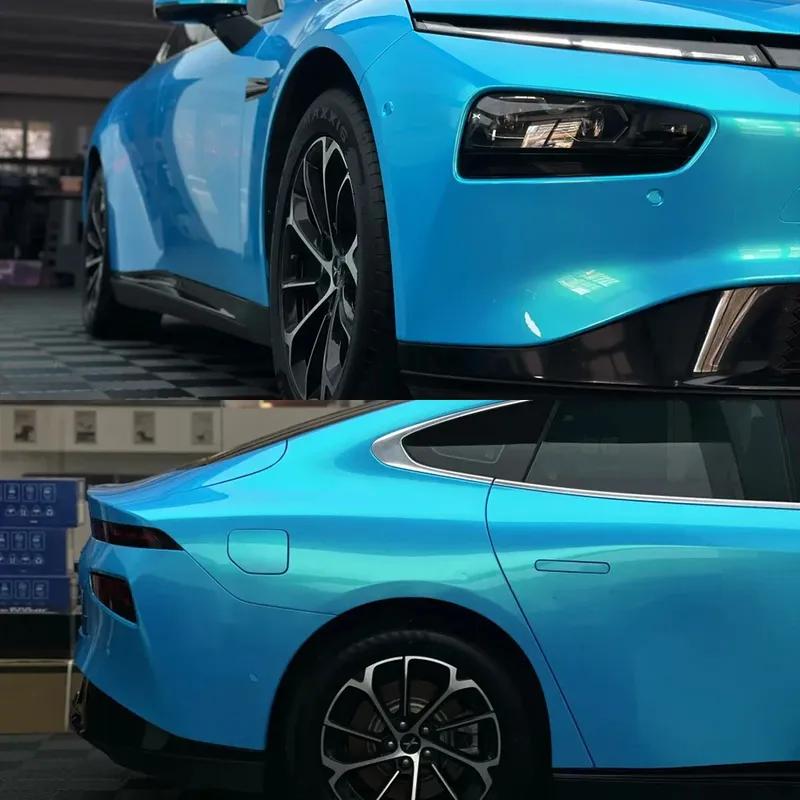 Car Wrap Vinyl Film Multicolored Coral Sky Blue Color Change Stickers PET Bubble Free Auto Self Adhesive Sticker Car Accessories
