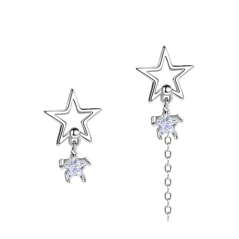 Asymmetrical Korean Style Star Tassel Stud Earrings for Women - Retro Fashion Hip Hop Jewelry
