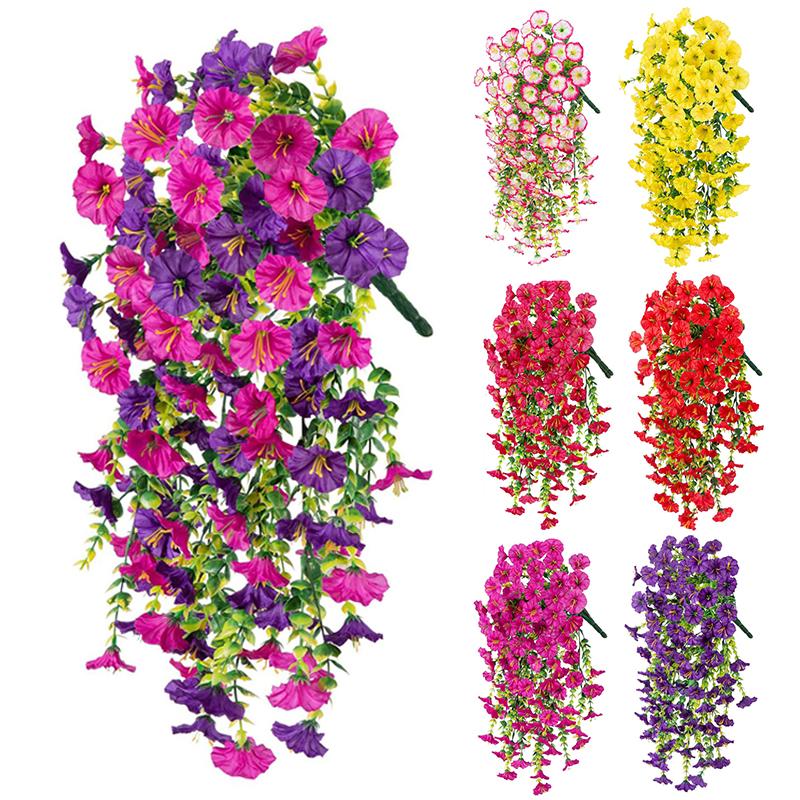 Artificial Flower Rattan Decoration Wall Hanging Roses Fake Hanging Flowers Decorative Flowers Wreath Wedding Home Garden Decor