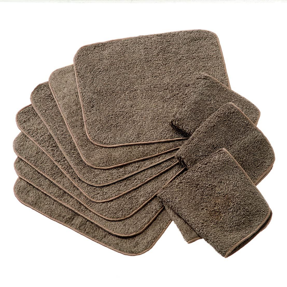 

Hotel Handkerchiefs, Set of 10, Made in Japan, Senshu Towels (Approx. 20 x 20 cm), Dark Brown