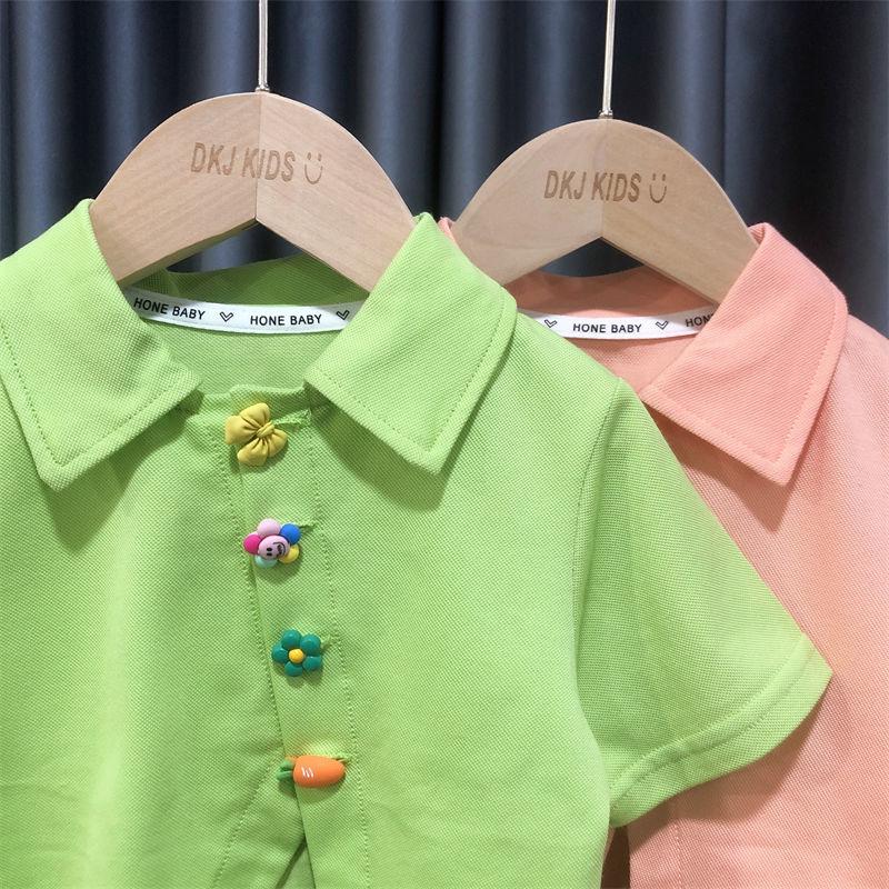 Mädchen Kurzarm Anzug Kinder Polohemd Sportlich Modische Kleidung Sommer Dünn Atmungsaktiv Bequemes Zweiteiler Set