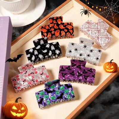Haarkralle Halloween Geist Spinnenmuster Hinterkopf Haarspange Anti-Rutsch Zähne Starker Halt Haifisch-Haarkralle Vielseitiges Haaraccessoire