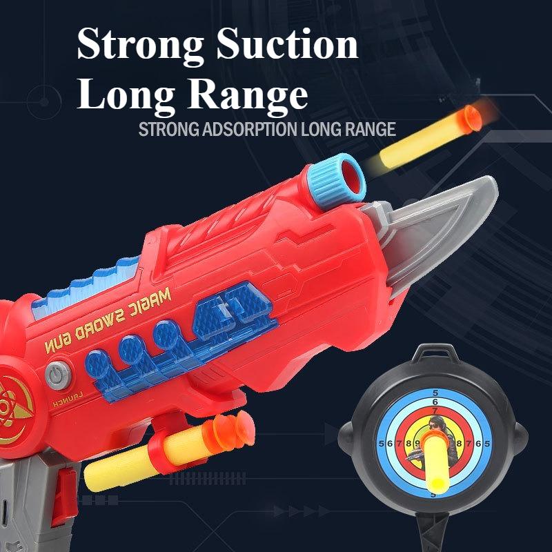 Deformable Soft Dart Toy Gun Light Sound Suction Cup Foam Darts Blaster Toy Boy Indoor Shooting Toy with 5 Soft Bullets 1 Target