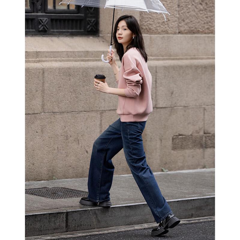 Demana Women's 350G Air Layer Beaded Letter Embroidered Loose Sweatshirt