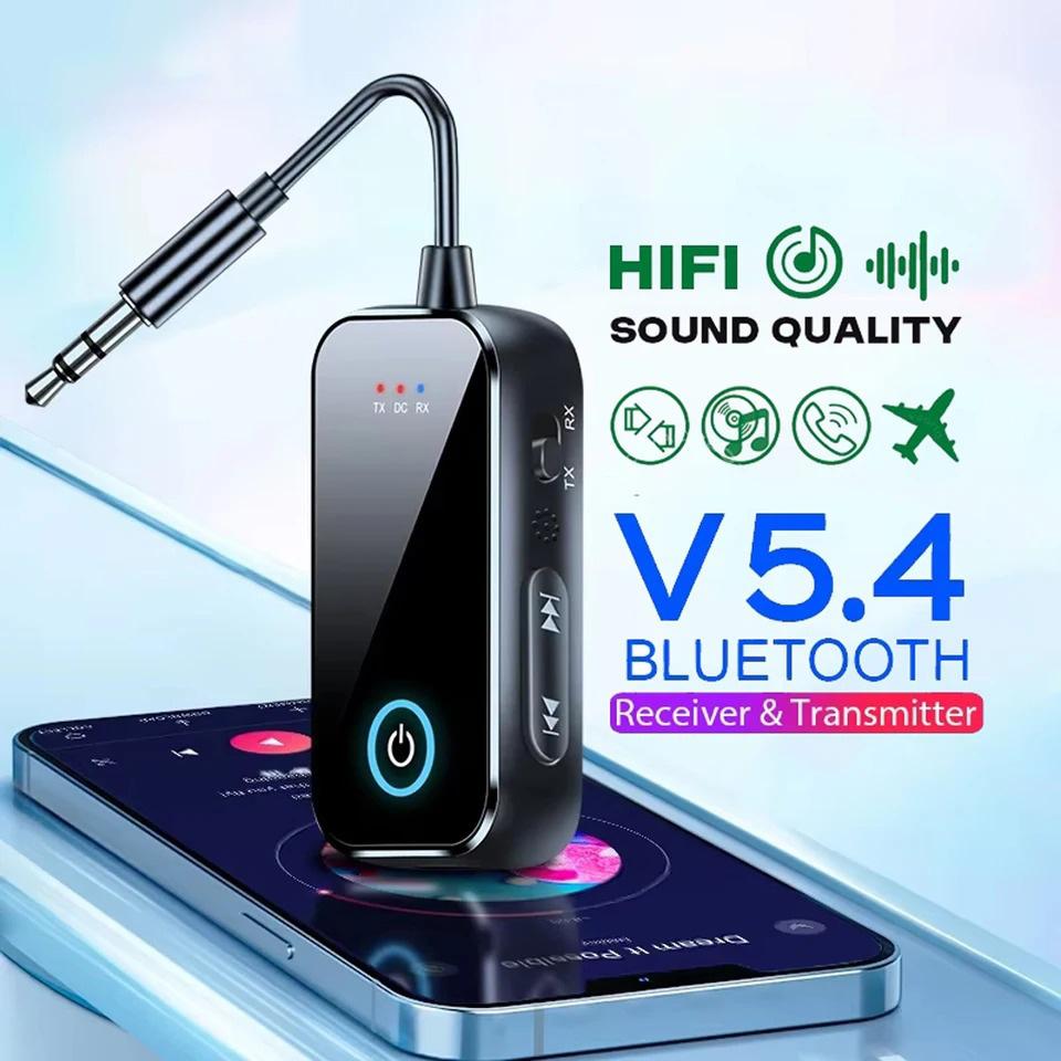 2 in 1 Bluetooth 5.4 Audio Transmitter Receiver 3.5mm AUX Jack Stereo Music Wireless Audio Adapter for TV Car Speaker PC Headphone