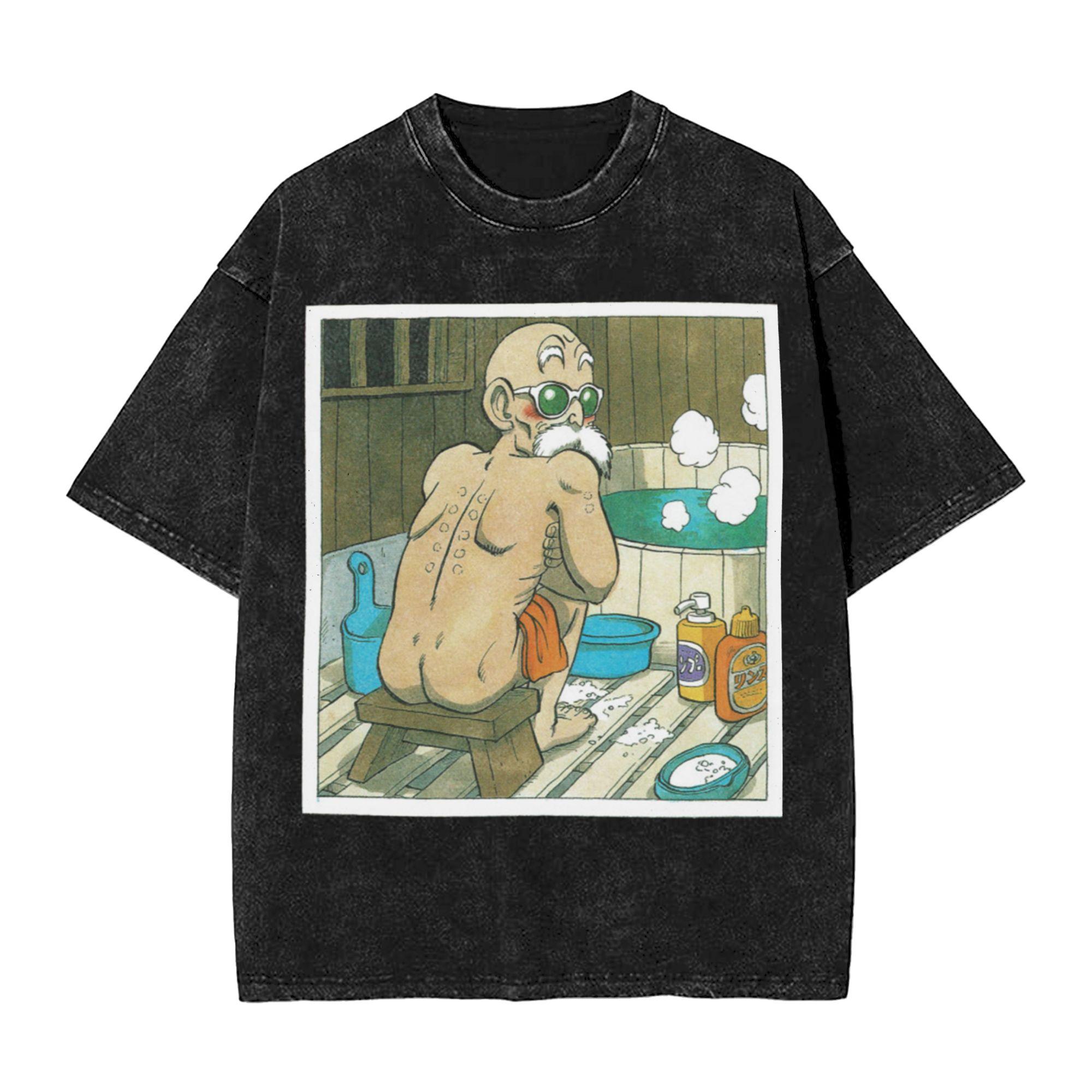 Kame Sennin Muten Roshi Washed T Shirts Streetwear Hip Hop Casual TShirts Dragon Ball Tees for Men Women Cotton Harajuku Summer S